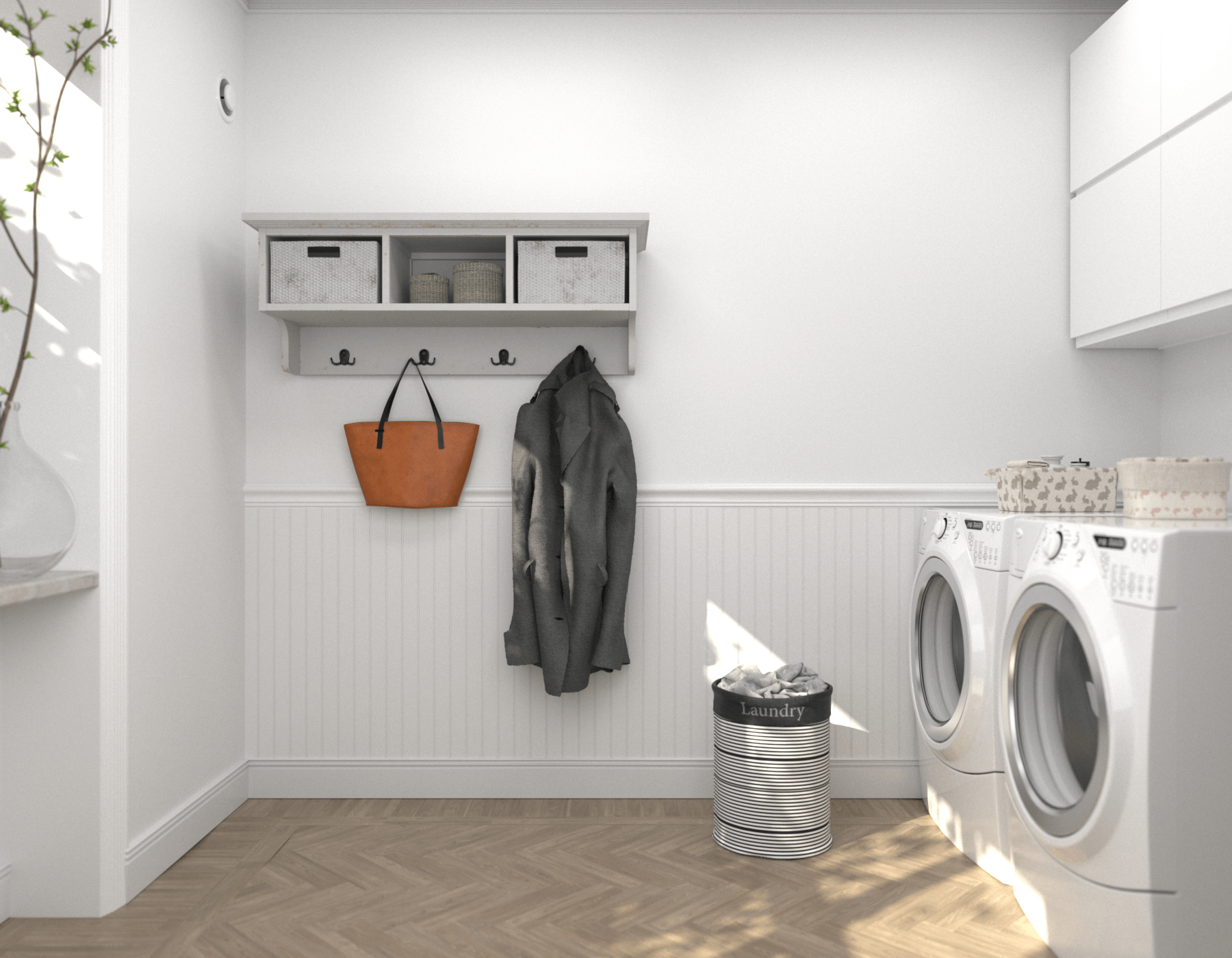 Laundry Beadboard Beaded White WC